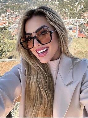 Retro Oversized Aviator Sunglasses for Women Men Square Double Bridge Pilot